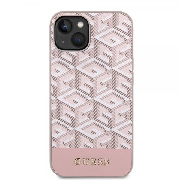 Guess iPhone 15 Kuoret G Cube MagSafe Vaaleanpunainen