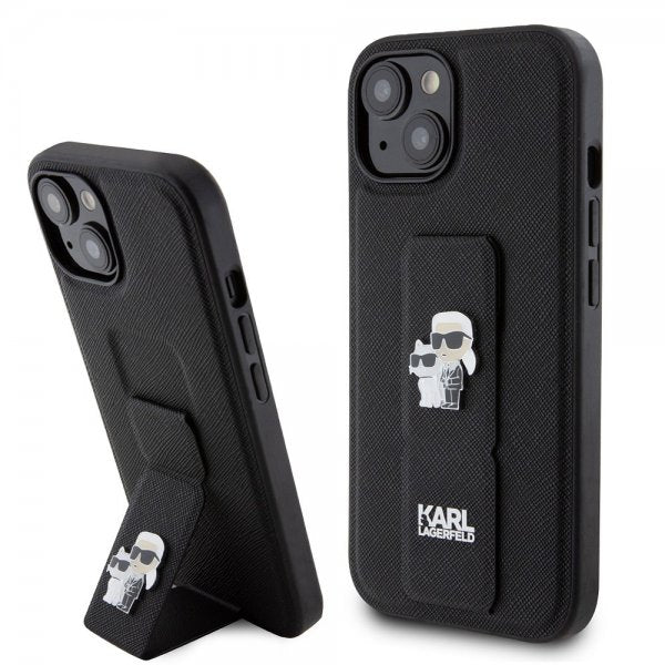 Karl Lagerfeld iPhone 15 -kuori Grip Stand Function, musta
