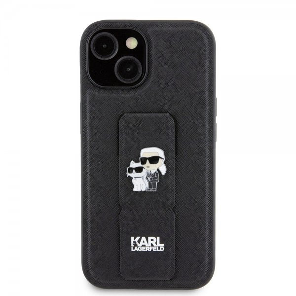 Karl Lagerfeld iPhone 15 -kuori Grip Stand Function, musta