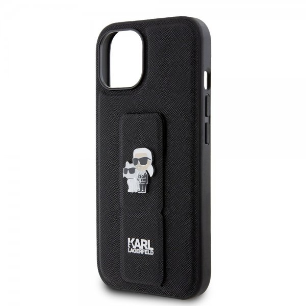 Karl Lagerfeld iPhone 15 -kuori Grip Stand Function, musta