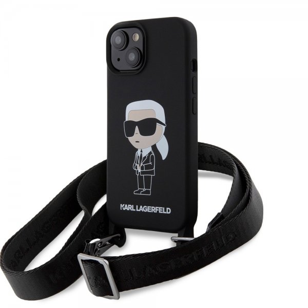 Karl Lagerfeld iPhone 15 -kuori Ikonik Crossbody Musta