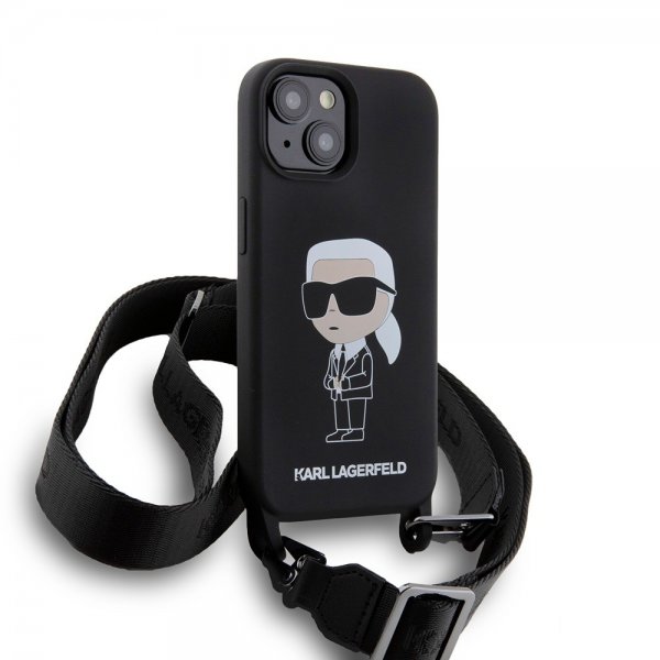 Karl Lagerfeld iPhone 15 -kuori Ikonik Crossbody Musta