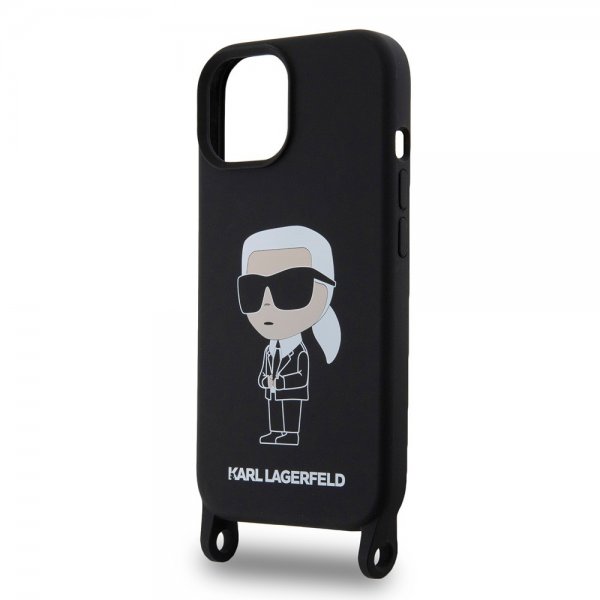 Karl Lagerfeld iPhone 15 -kuori Ikonik Crossbody Musta