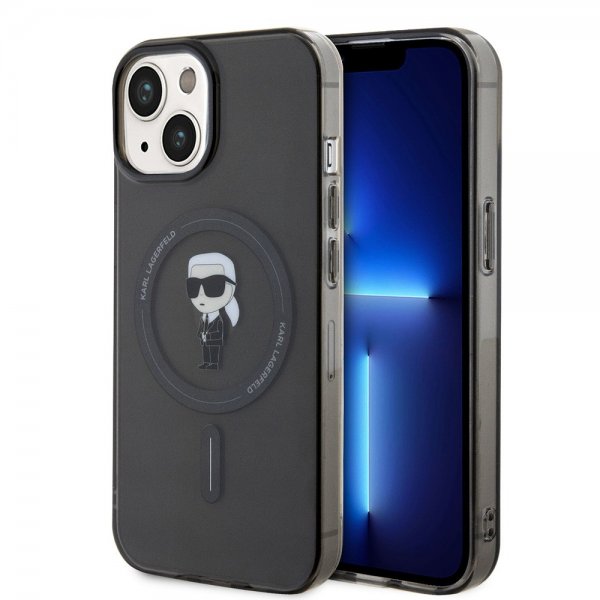 Karl Lagerfeld iPhone 15 -kuori Ikonik MagSafe Musta