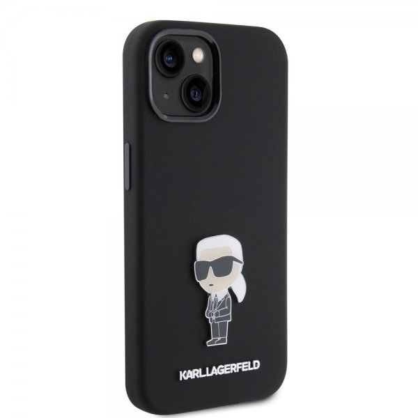 Karl Lagerfeld iPhone 15 -kuori Ikonik Metal Pin Musta
