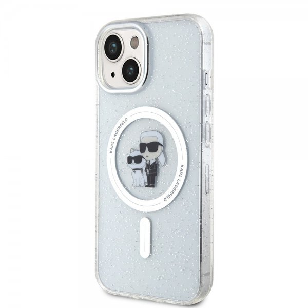 Karl Lagerfeld iPhone 15 Kuori Karl & Choupette Glitter MagSafe Läpinäkyvä
