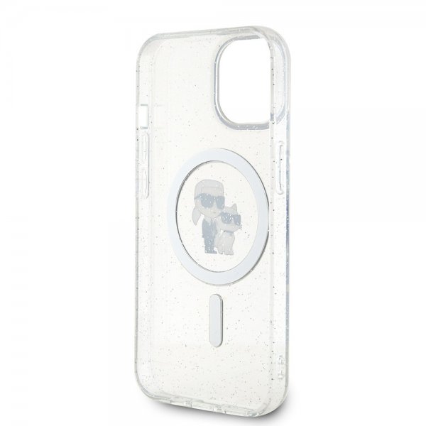 Karl Lagerfeld iPhone 15 Kuori Karl & Choupette Glitter MagSafe Läpinäkyvä