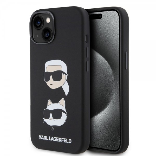 Karl Lagerfeld iPhone 15 Kuori Karl & Choupette Musta