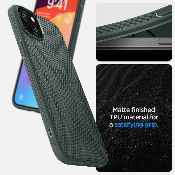 Spigen iPhone 15 -kuori Liquid Air Abyss Green