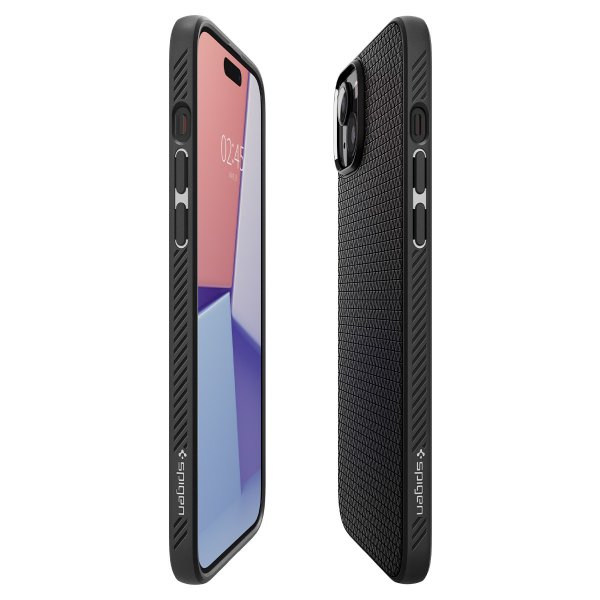 Spigen iPhone 15 -kuori, Liquid Air, mattamusta