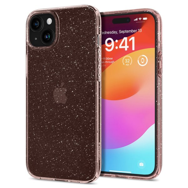 Spigen iPhone 15 Kuori Liquid Crystal Glitter Rose Quartz