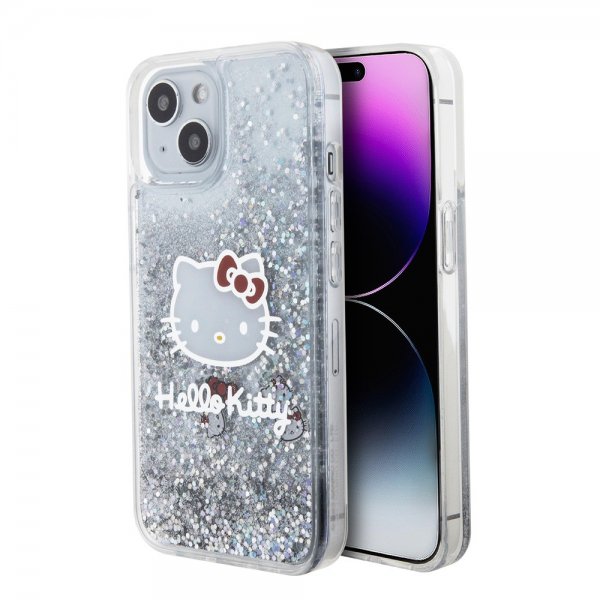Hello Kitty iPhone 15 Kuori Nestemäinen Glitter Läpinäkyvä