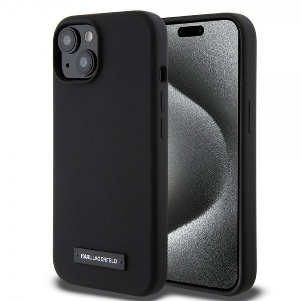 Karl Lagerfeld iPhone 15 Kuoret Liquid Silicone MagSafe Musta