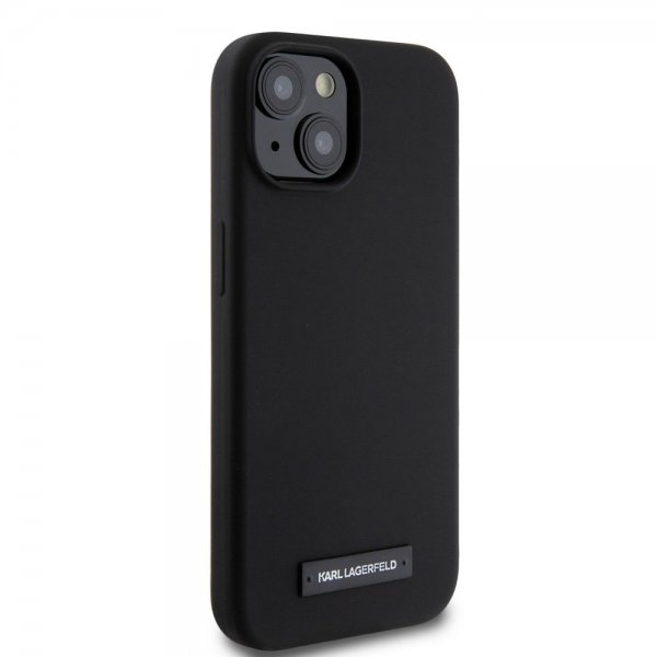 Karl Lagerfeld iPhone 15 Kuoret Liquid Silicone MagSafe Musta