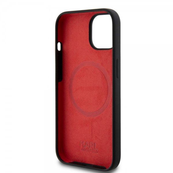 Karl Lagerfeld iPhone 15 Kuoret Liquid Silicone MagSafe Musta