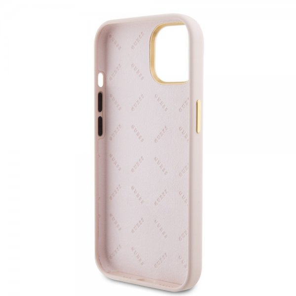 Guess iPhone 15 Kuoret Liquid Silicone Metal Logo Pinkki