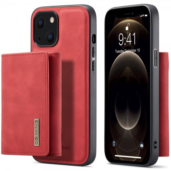 Dg.Ming iPhone 15 -kuori, M1-sarja irrotettavalla korttitelineellä, punainen