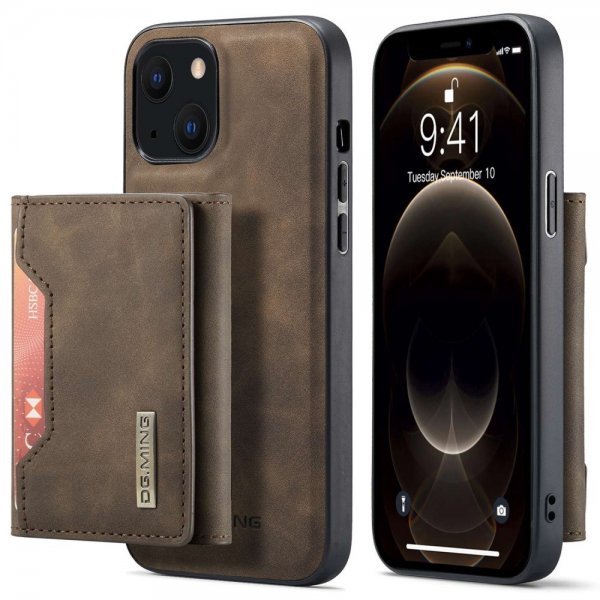 Dg.Ming iPhone 15 -suojakuori, M2-sarja, irrotettava korttipidike, kahvi