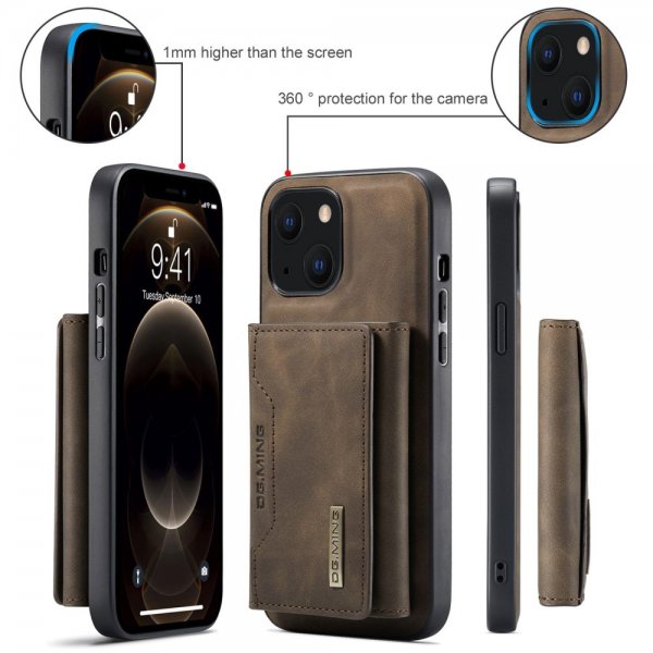 Dg.Ming iPhone 15 -suojakuori, M2-sarja, irrotettava korttipidike, kahvi