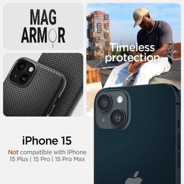 Spigen iPhone 15 Suojakuori Mag Armor MagFit Matte Black