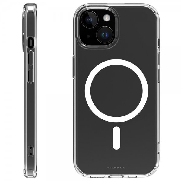 Vivanco iPhone 15 -suojakuori Mag Steady Transparent