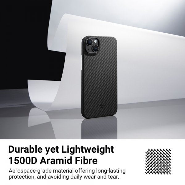 Pitaka iPhone 15 -kuori MagEZ Case 4, musta/harmaa twill