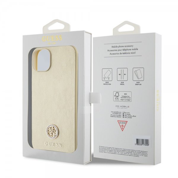 Guess iPhone 15 Kuoret Metalli Logo Strass Kulta