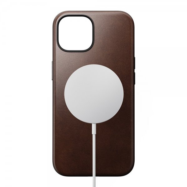 Nomad iPhone 15 Modern Leather Case -kuori Horween Rustic Brown