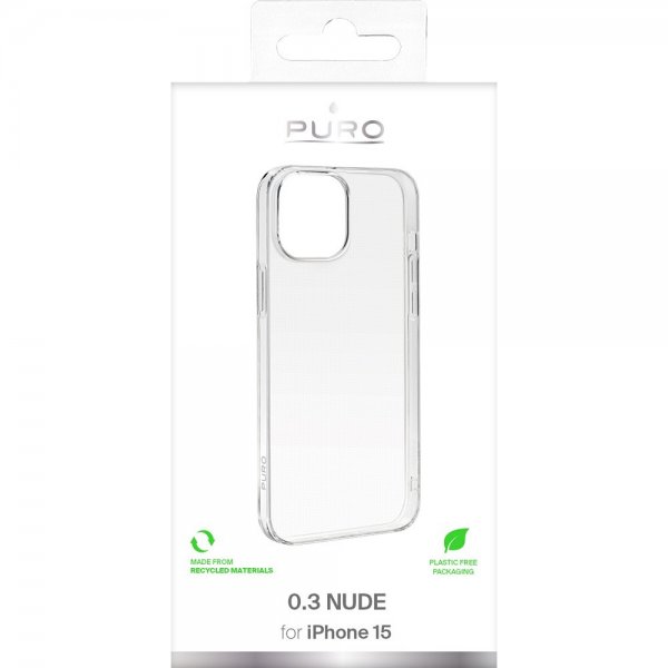 Puro iPhone 15 Nude -läpinäkyvä kuori