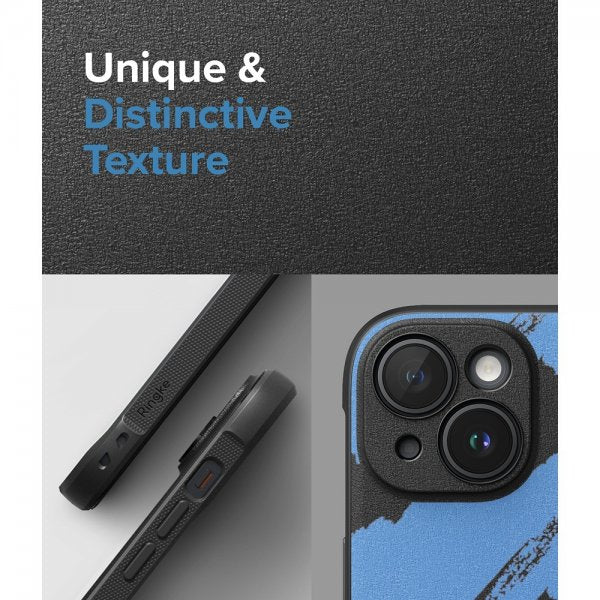 Ringke iPhone 15 -kuori, Onyx Design, Blue Brush