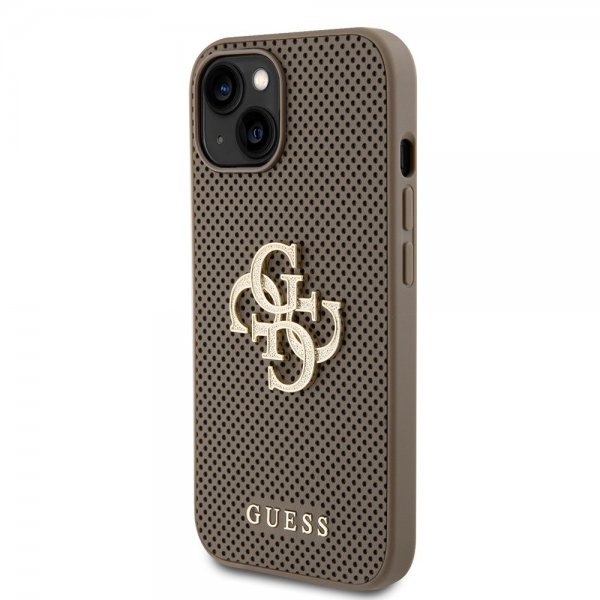 Guess iPhone 15 Kuoret Perforoitu Glitter Ruskea