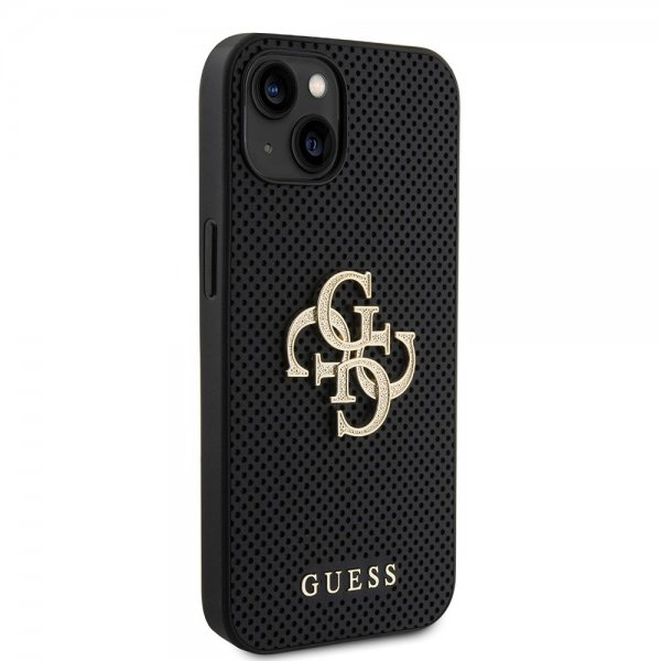 Guess iPhone 15 Perforoitu Glitter Musta -kuori