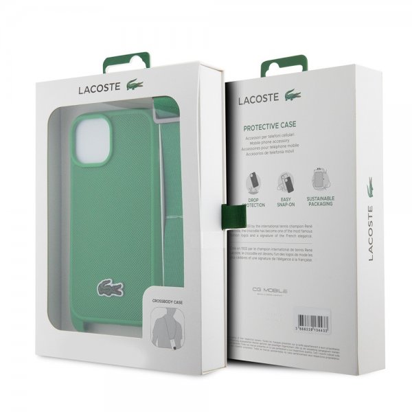 Lacoste iPhone 15 -kuori Petit Piqué Logo Strap Vihreä