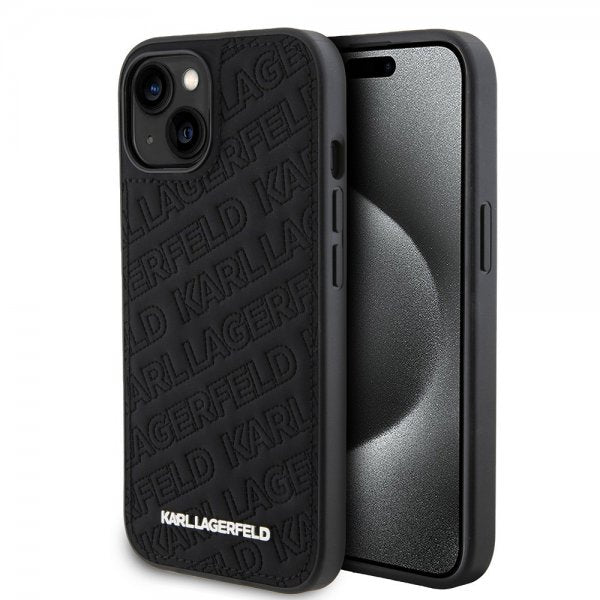 Karl Lagerfeld iPhone 15 Suojakuori Quilted K Pattern Musta