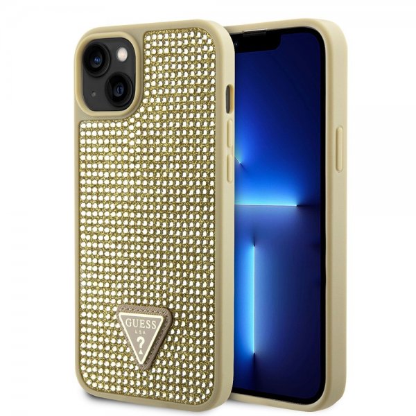 Guess iPhone 15 Kuoret Rhinestone Kulta