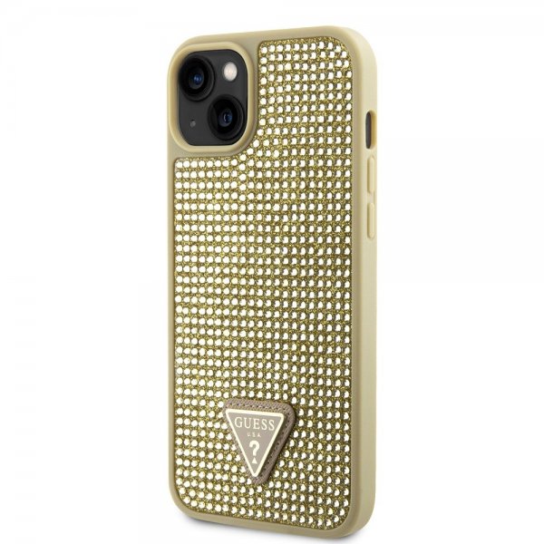 Guess iPhone 15 Kuoret Rhinestone Kulta