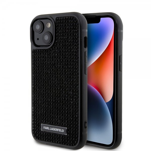 Karl Lagerfeld iPhone 15 Kuoret Rhinestone Musta