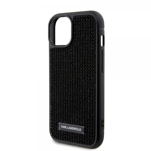 Karl Lagerfeld iPhone 15 Kuoret Rhinestone Musta