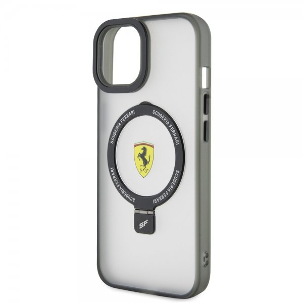 Ferrari iPhone 15 Kuori Sormusteline MagSafe Musta
