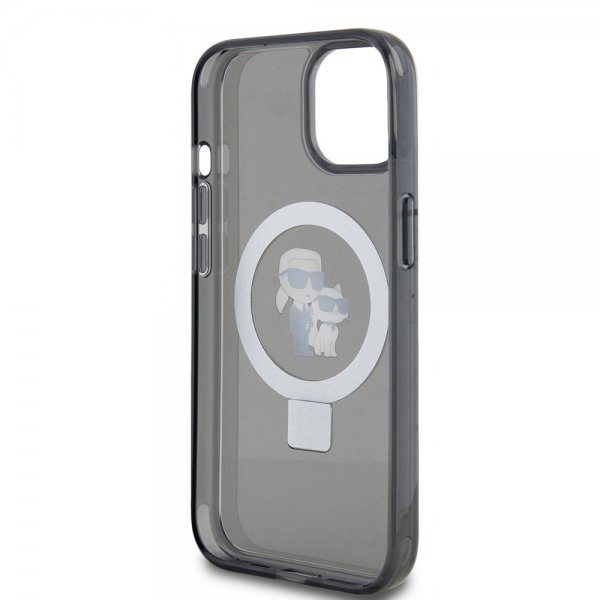 Karl Lagerfeld iPhone 15 -suojakuori sormipidikkeellä ja MagSafella, musta