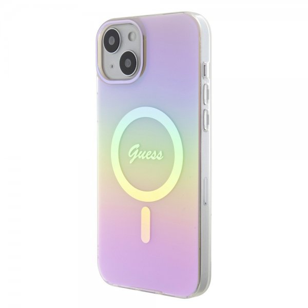 Guess iPhone 15 Kuoret Script MagSafe Pinkki