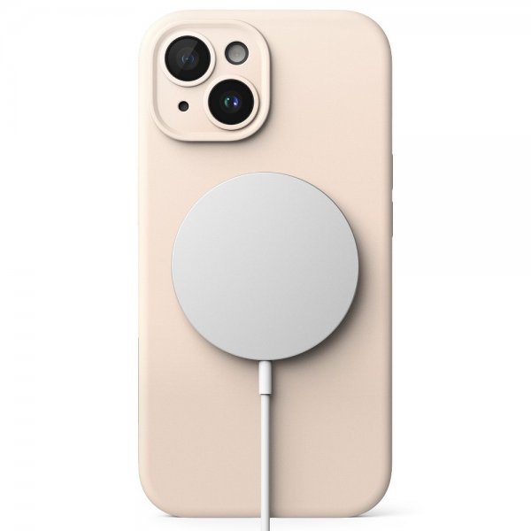 Ringke iPhone 15 Silicone Magnetic Pink Sand -suojakuori