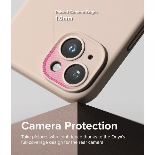 Ringke iPhone 15 Silicone Magnetic Pink Sand -suojakuori