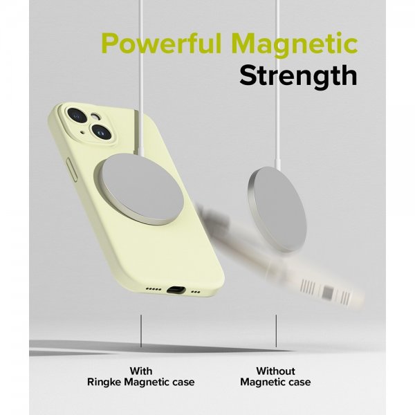 Ringke iPhone 15 Silicone Magnetic Sunny Lime -suojakuori