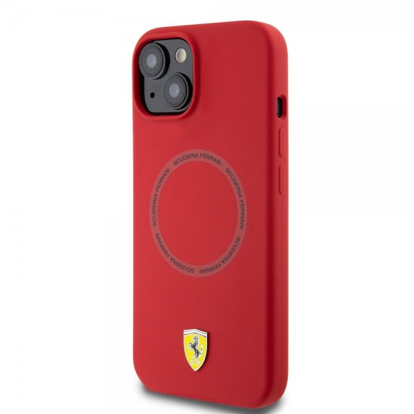 Ferrari iPhone 15 Silikonikuori MagSafe Punainen