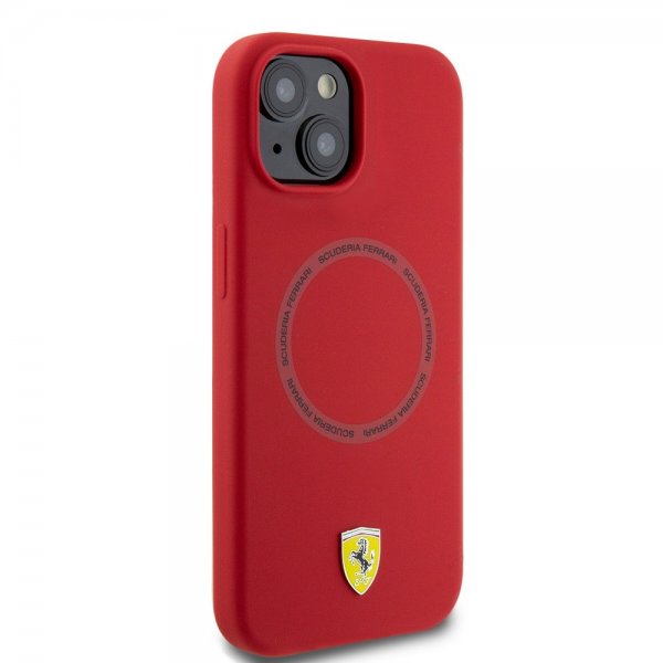 Ferrari iPhone 15 Silikonikuori MagSafe Punainen
