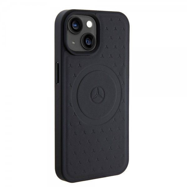 Mercedes Benz iPhone 15 Kuoret Star Pattern MagSafe Musta