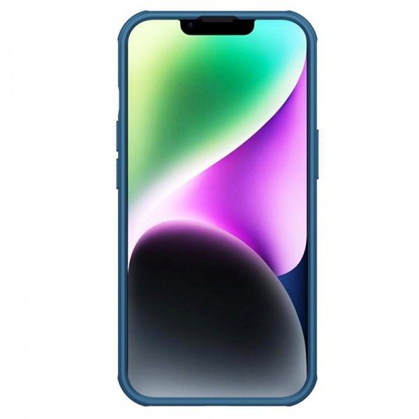 Nillkin iPhone 15 -kuori Super Frosted Shield Pro Logo Hole sininen