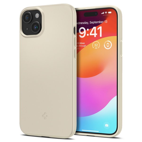Spigen iPhone 15 -kuori Thin Fit Mute Beige