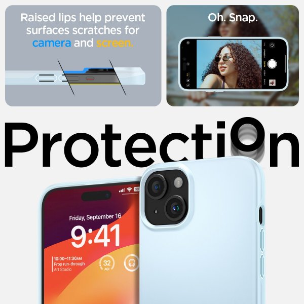 Spigen iPhone 15 Thin Fit -kuori, Mute Blue